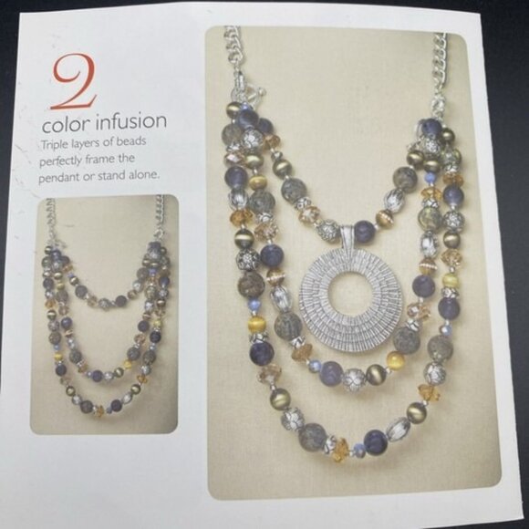 Premier Designs Necklace Bracelet Set Top Notch Pendant Reversible Gold Silver - Picture 15 of 16